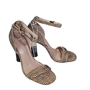BCBGeneration Lexana Animal Print Leather Heeled Sandals Womens Size 5